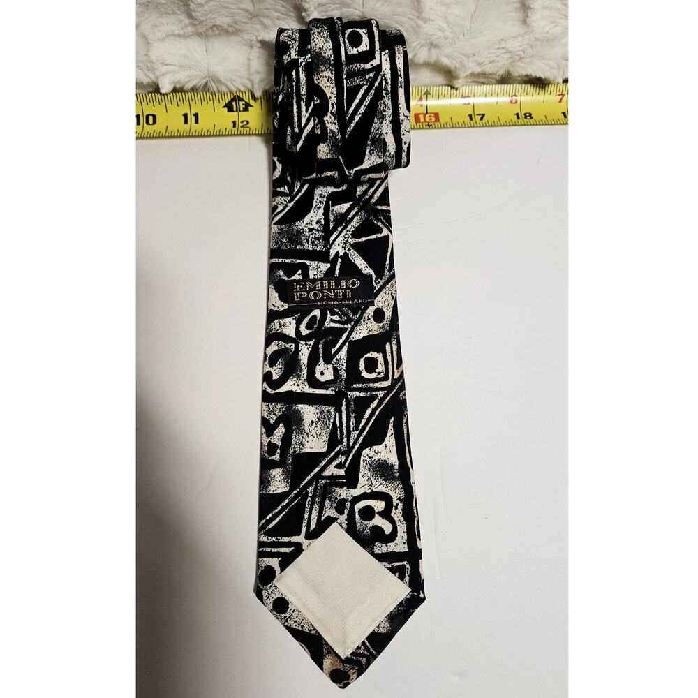 Vintage Emilio Ponti Roma-Milano Abstract Geometric Silk Tie